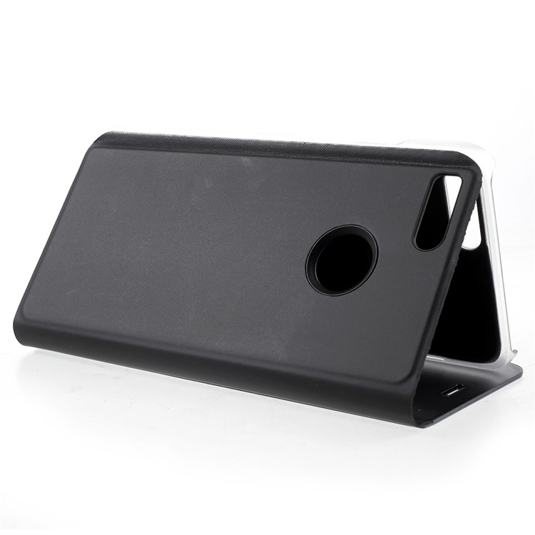 View Window Plated Mirror Surface Leather Case with Stand for Xiaomi Mi A1/Mi 5X - Black-5