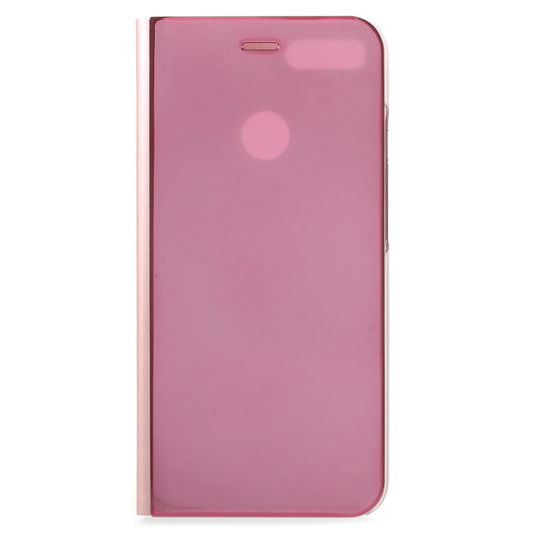 View Window Plated Mirror Surface Leather Stand Phone Protective Case for Xiaomi Mi A1/Mi 5X - Rose Gold-1