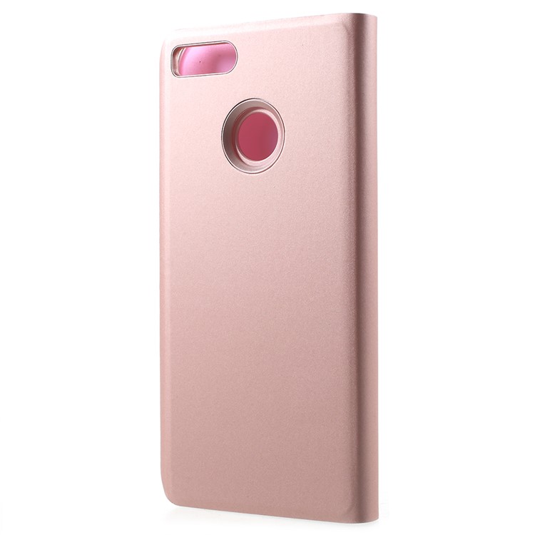 View Window Plated Mirror Surface Leather Stand Phone Protective Case for Xiaomi Mi A1/Mi 5X - Rose Gold-3