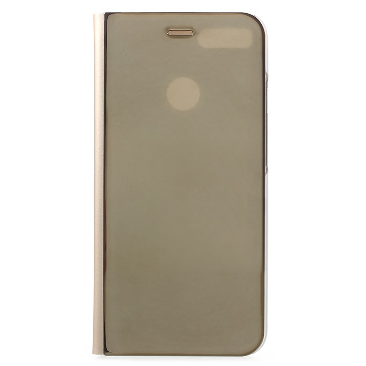 View Window Plated Mirror Surface Leather Stand Cover Shell for Xiaomi Mi A1/Mi 5X - Gold-1