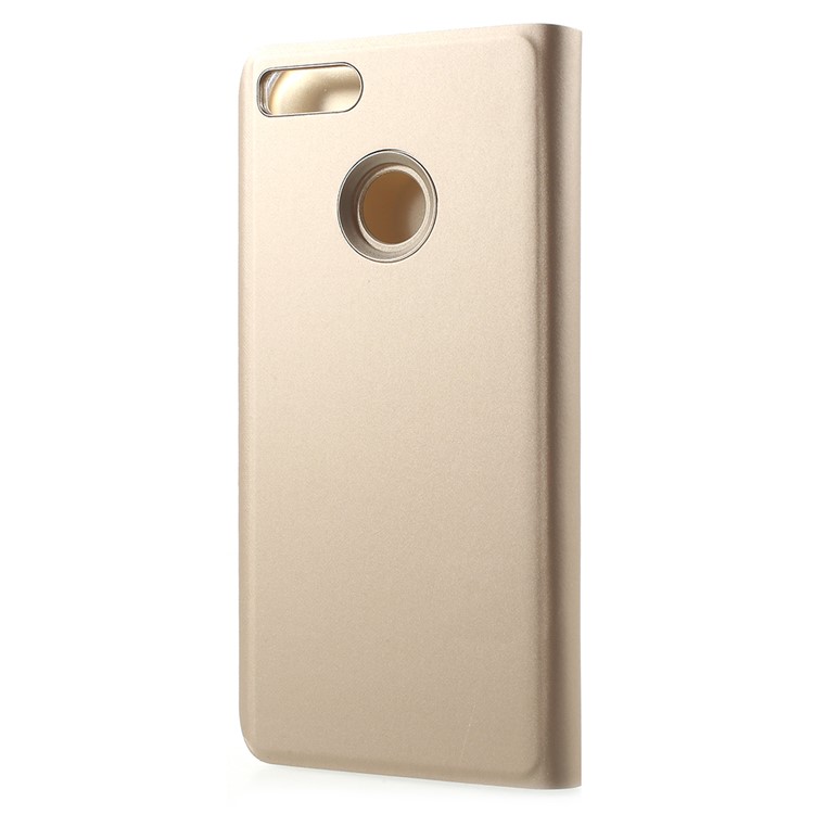 View Window Plated Mirror Surface Leather Stand Cover Shell for Xiaomi Mi A1/Mi 5X - Gold-3