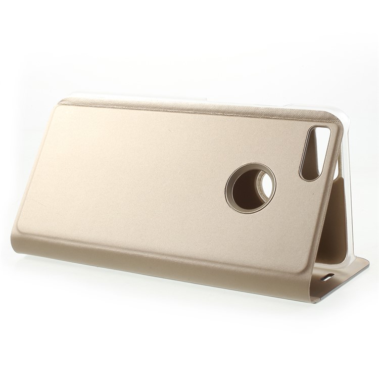 View Window Plated Mirror Surface Leather Stand Cover Shell for Xiaomi Mi A1/Mi 5X - Gold-5