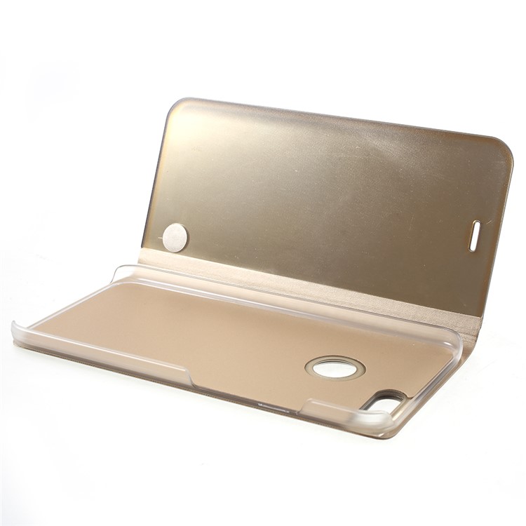View Window Plated Mirror Surface Leather Stand Cover Shell for Xiaomi Mi A1/Mi 5X - Gold-6