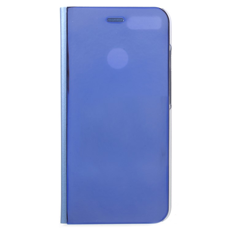 View Window Plated Mirror Surface Leather Stand Cellphone Folio Case for Xiaomi Mi A1/Mi 5X - Blue