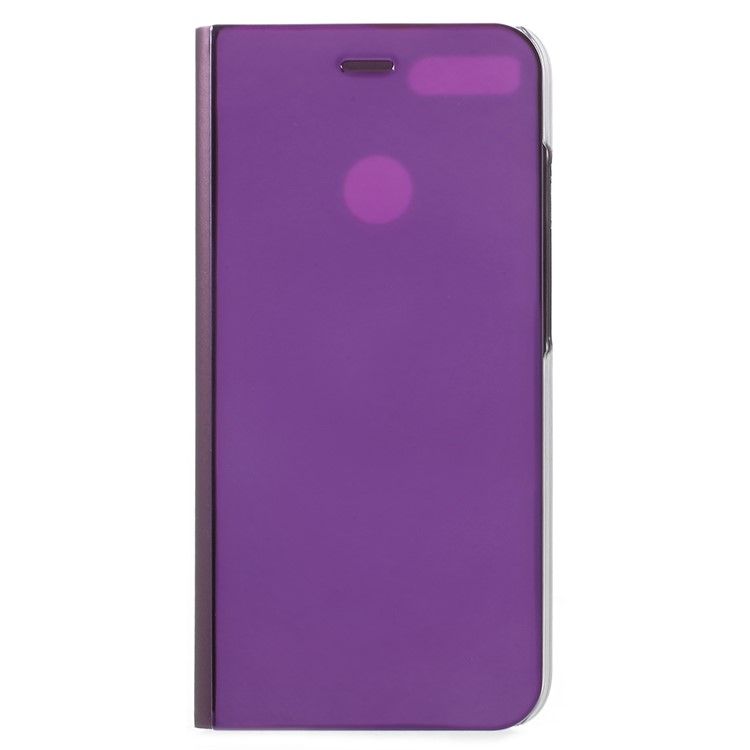 View Window Plated Mirror Surface Leather Stand Folio Protective Casing for Xiaomi Mi A1/Mi 5X - Light Purple-1
