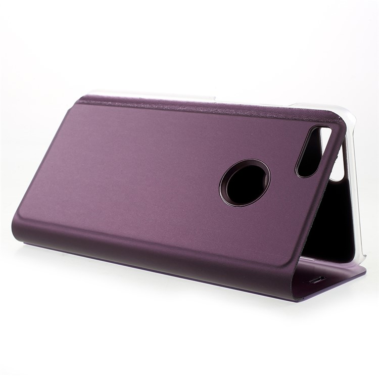 View Window Plated Mirror Surface Leather Stand Folio Protective Casing for Xiaomi Mi A1/Mi 5X - Light Purple-5
