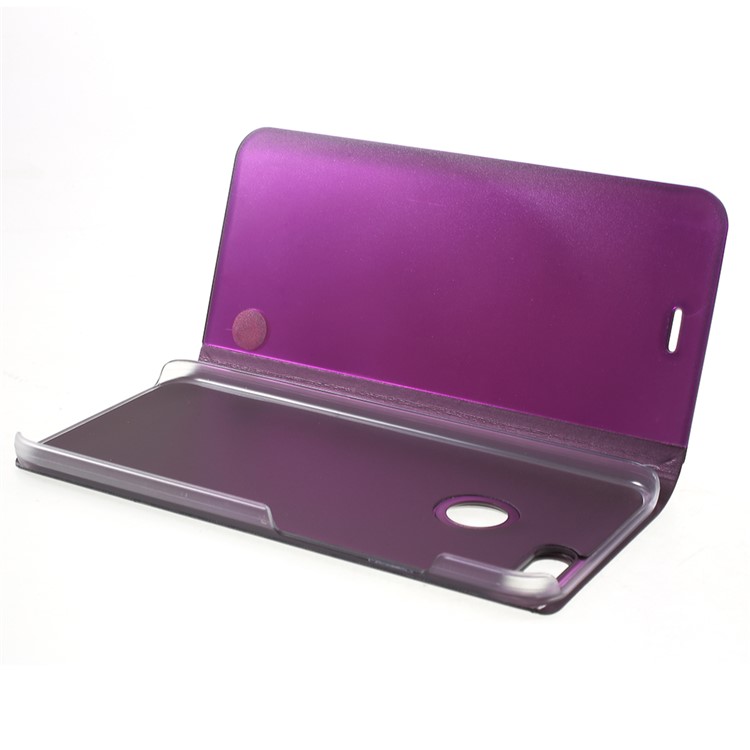 View Window Plated Mirror Surface Leather Stand Folio Protective Casing for Xiaomi Mi A1/Mi 5X - Light Purple-6
