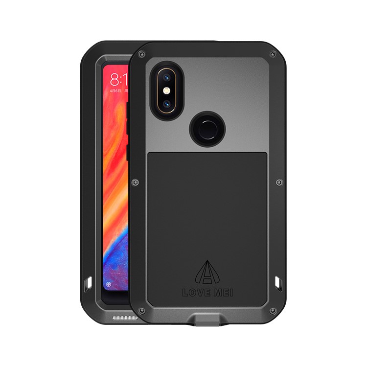 LOVE MEI Dust-proof Shock-proof Splash-proof Powerful Metal + Silicone Defender Case for Xiaomi Mi Mix 2s - Black