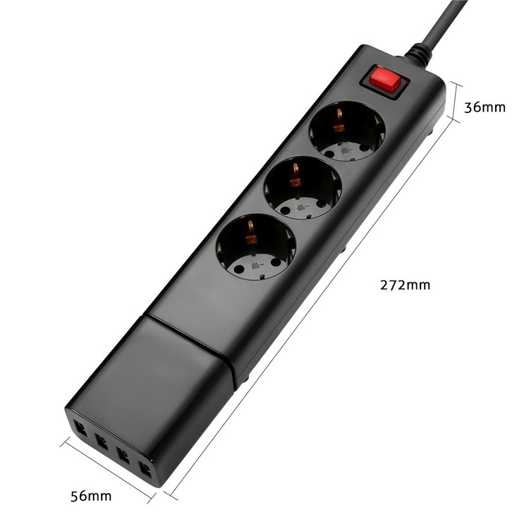 Multifunktions-2500W 3-Port-Switch-Steuerung Steckdose Platooninsert Mit Abnehmbarem USB-Adapter - EU-Stecker-3