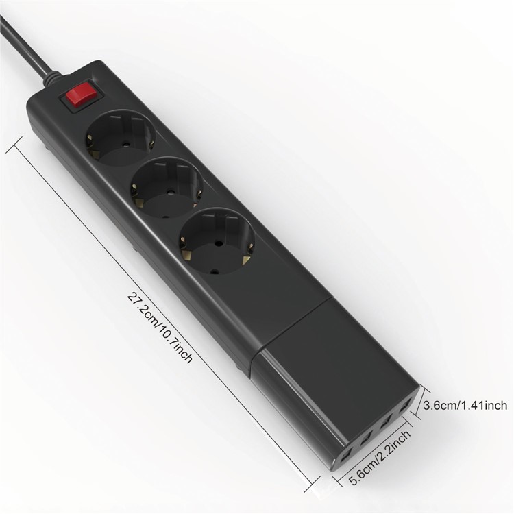 Multifunktions-2500W 3-Port-Switch-Steuerung Steckdose Platooninsert Mit Abnehmbarem USB-Adapter - EU-Stecker-9
