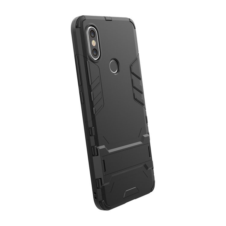 Shockproof PC + TPU Hybrid Kickstand Mobile Case for Xiaomi Mi 6X / Mi A2 - Black-5