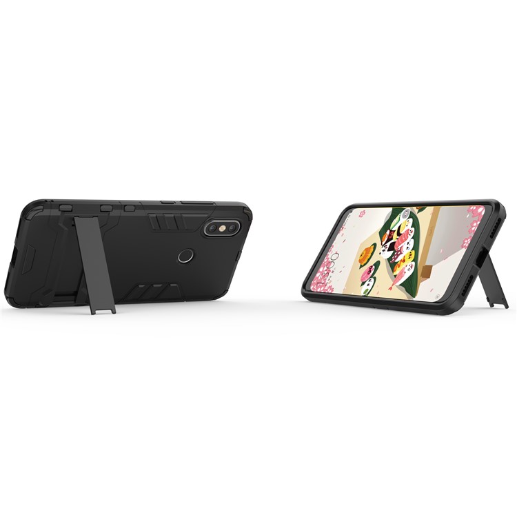 Shockproof PC + TPU Hybrid Kickstand Mobile Case for Xiaomi Mi 6X / Mi A2 - Black-8