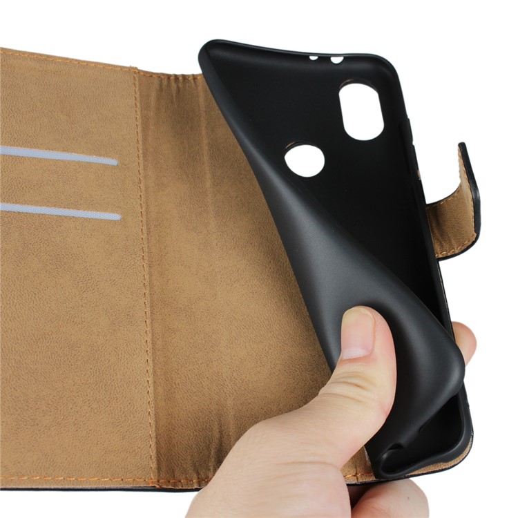 Genuine Leather Wallet Stand Phone Case for Xiaomi Mi A2 / Mi 6X - Black-12