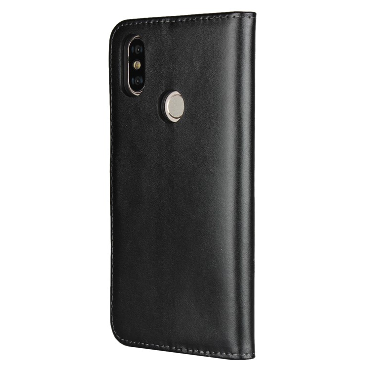 Genuine Leather Wallet Stand Phone Case for Xiaomi Mi A2 / Mi 6X - Black-3