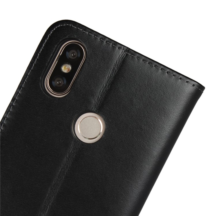Genuine Leather Wallet Stand Phone Case for Xiaomi Mi A2 / Mi 6X - Black-9