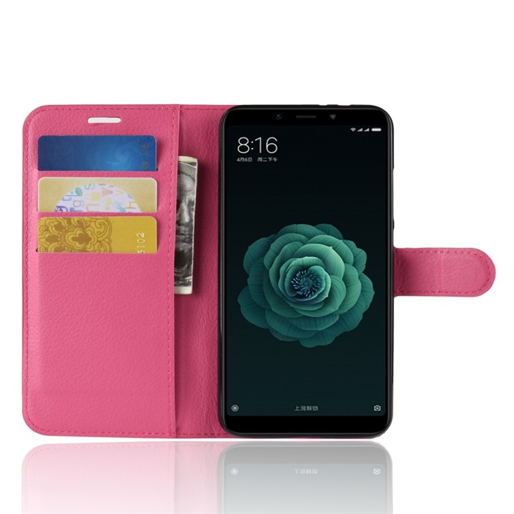 Litchi Skin Magnetic Leather Stand Case for Xiaomi Mi A2 / Mi 6X - Rose-4