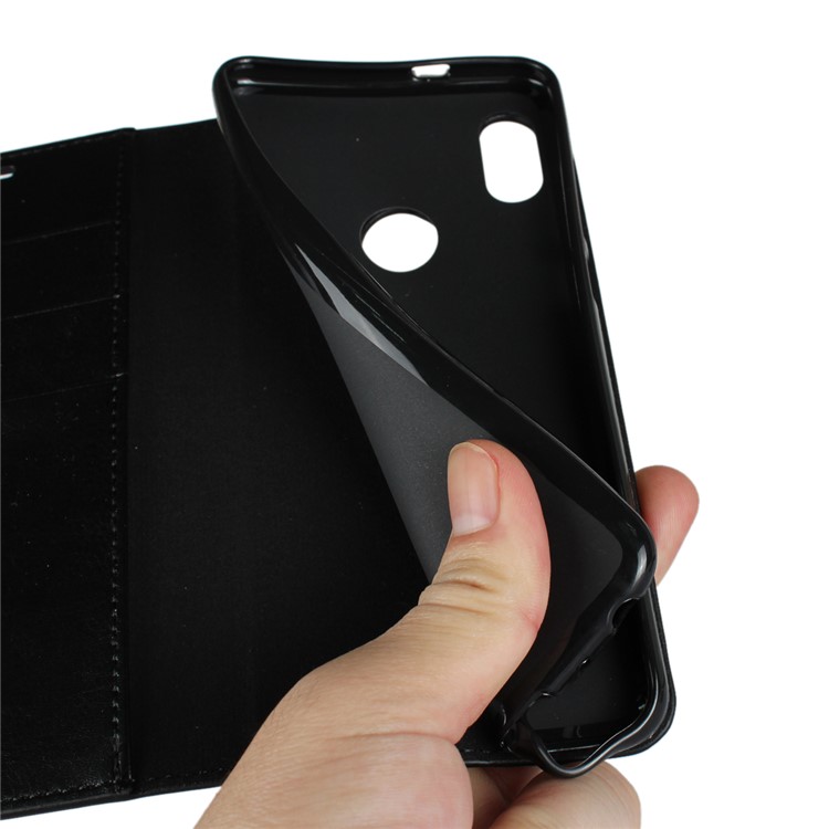 Crazy Horse Texture Genuine Leather Wallet Stand Cover for Xiaomi Mi A2 / Mi 6X - Black-5