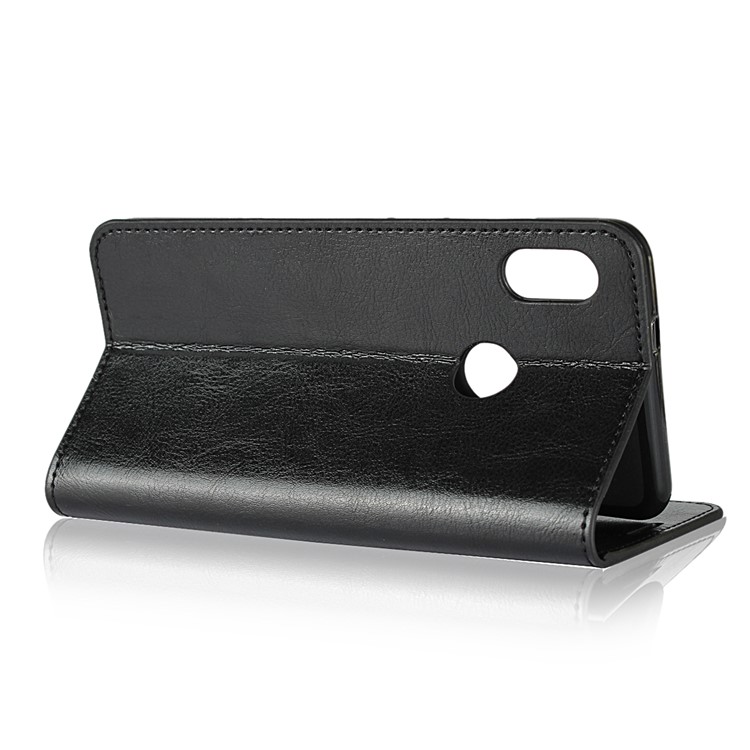 Crazy Horse Texture Genuine Leather Wallet Stand Cover for Xiaomi Mi A2 / Mi 6X - Black-6
