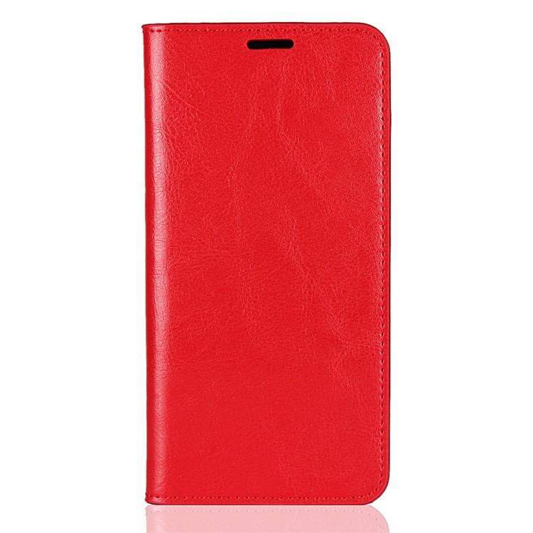 Crazy Horse Texture Genuine Leather Wallet Stand Shell for Xiaomi Mi A2 / Mi 6X - Red-1