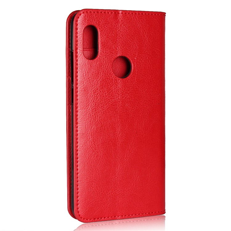 Crazy Horse Texture Genuine Leather Wallet Stand Shell for Xiaomi Mi A2 / Mi 6X - Red-3