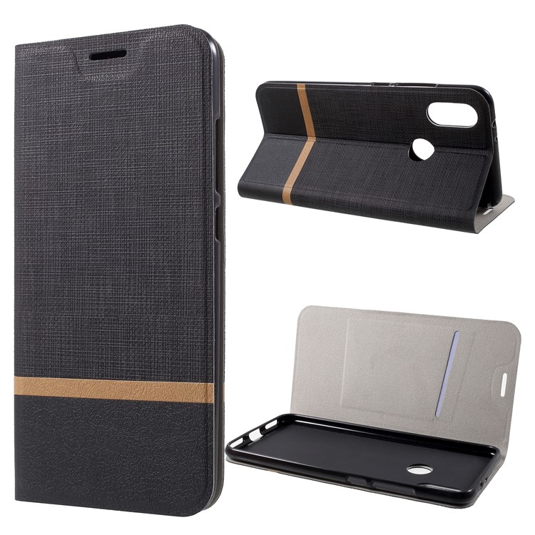 Cross Texture Leather Stand Cover Accessory with Card Slot for Xiaomi Mi 6X Built-in Steel Sheet - Black-1
