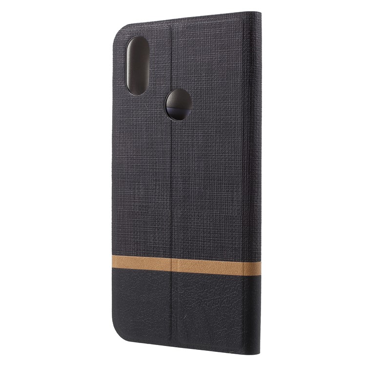 Cross Texture Leather Stand Cover Accessory with Card Slot for Xiaomi Mi 6X Built-in Steel Sheet - Black-3
