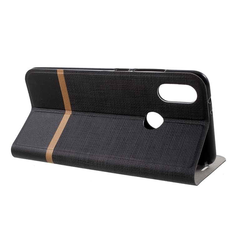 Cross Texture Leather Stand Cover Accessory with Card Slot for Xiaomi Mi 6X Built-in Steel Sheet - Black-4