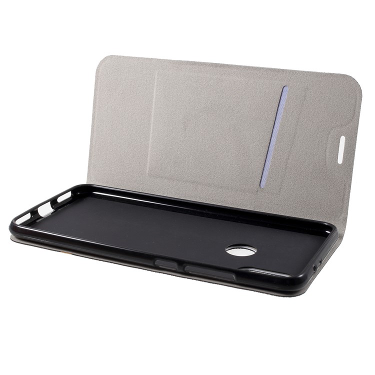 Cross Texture Leather Stand Cover Accessory with Card Slot for Xiaomi Mi 6X Built-in Steel Sheet - Black-5