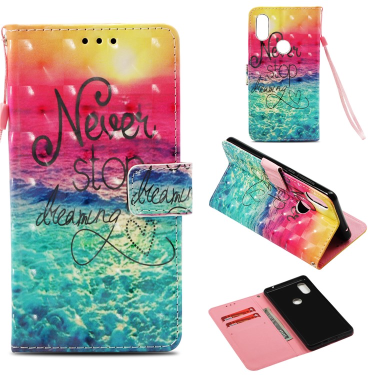 Pattern Printing Light Spot Decor PU Leather Magnetic Stand Case for Xiaomi Mi Mix 2s - Never Stop Dreaming-1