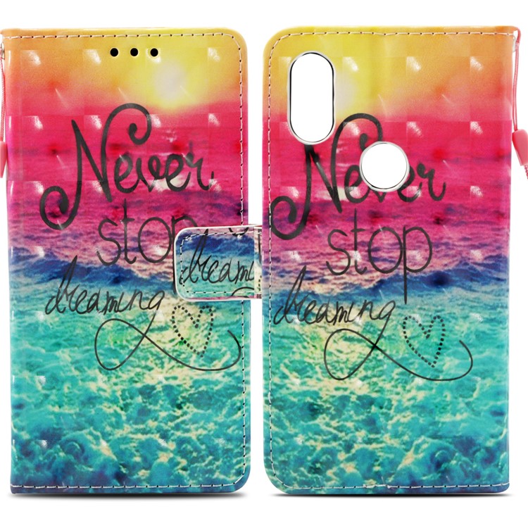 Pattern Printing Light Spot Decor PU Leather Magnetic Stand Case for Xiaomi Mi Mix 2s - Never Stop Dreaming-3