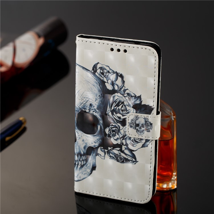 Образец Печати Свет Пятно Декор ПУ Кожа Магнитная Подставка Для Xiaomi Mi Mix 2s - Розовый Череп-7