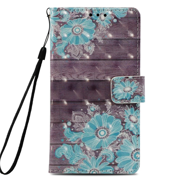 Pattern Printing Light Spot Decor PU Leather Magnetic Stand Casing for Xiaomi Mi Mix 2s - Blue Flower-2