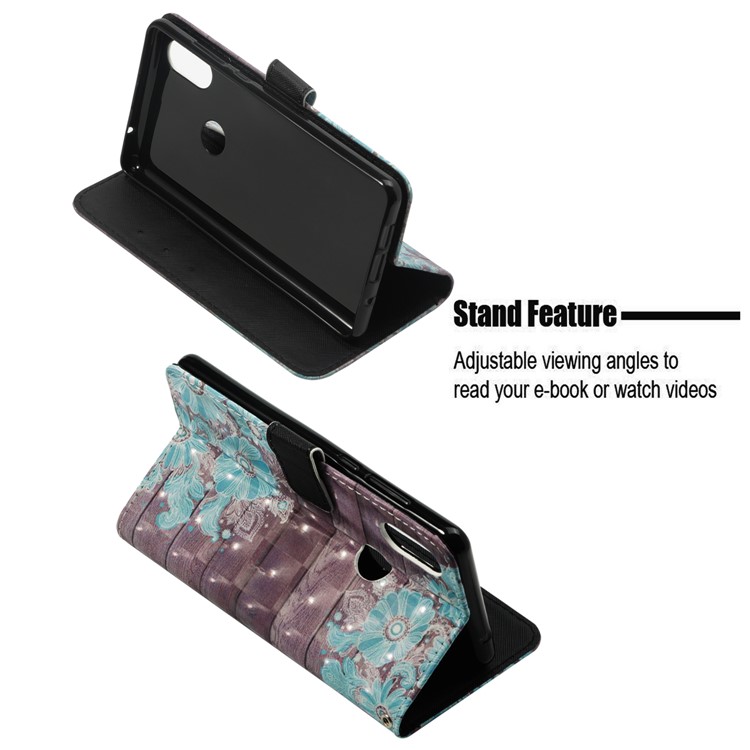 Pattern Printing Light Spot Decor PU Leather Magnetic Stand Casing for Xiaomi Mi Mix 2s - Blue Flower-4