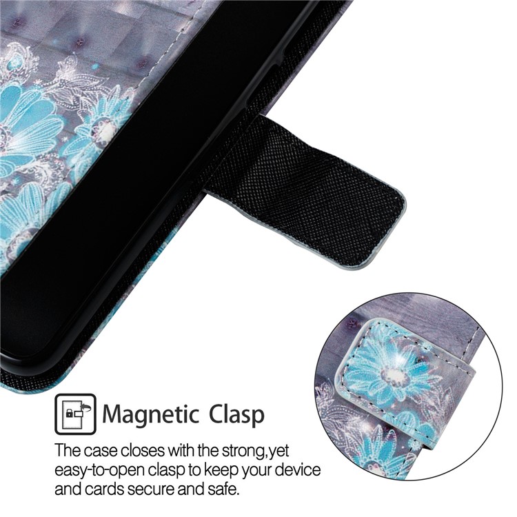 Pattern Printing Light Spot Decor PU Leather Magnetic Stand Casing for Xiaomi Mi Mix 2s - Blue Flower-5