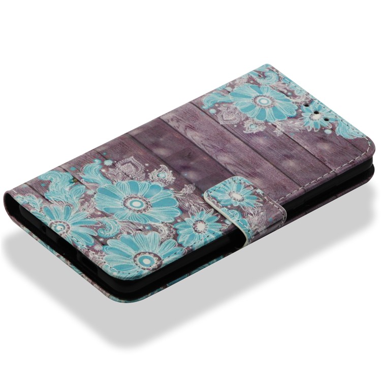 Pattern Printing Light Spot Decor PU Leather Magnetic Stand Casing for Xiaomi Mi Mix 2s - Blue Flower-8