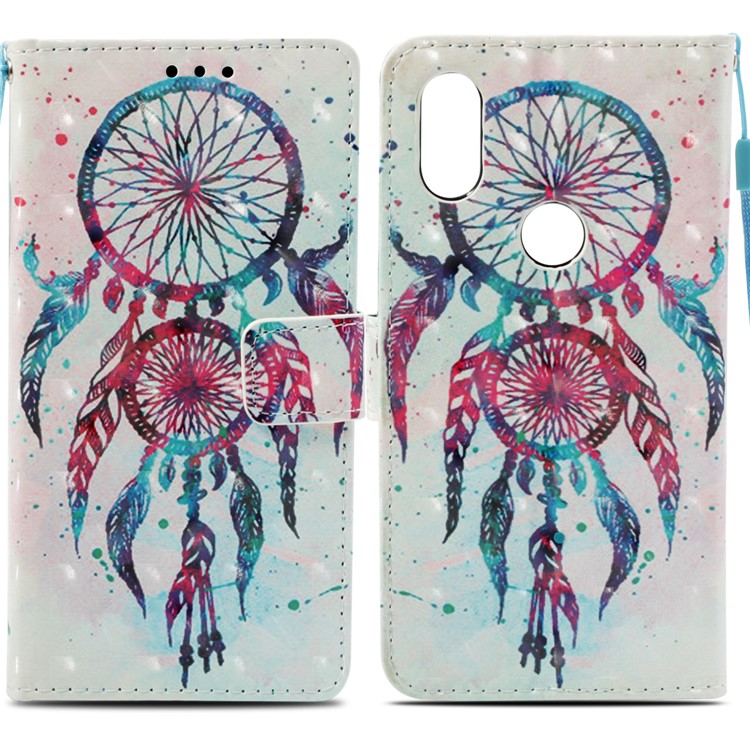 Pattern Printing Light Spot Decor PU Leather Magnetic Stand Mobile Phone Cover for Xiaomi Mi Mix 2s - Colorized Dream Catcher-3