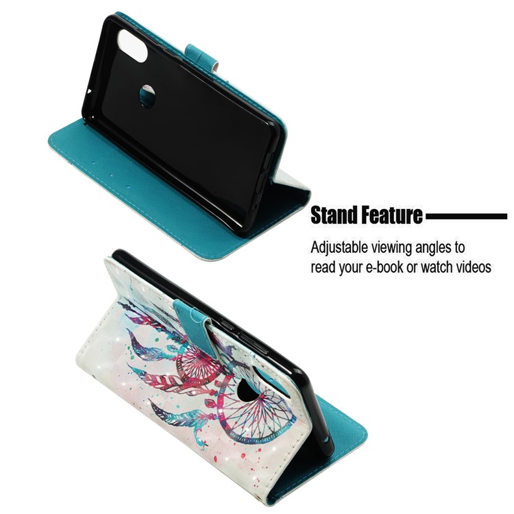 Pattern Printing Light Spot Decor PU Leather Magnetic Stand Mobile Phone Cover for Xiaomi Mi Mix 2s - Colorized Dream Catcher-4