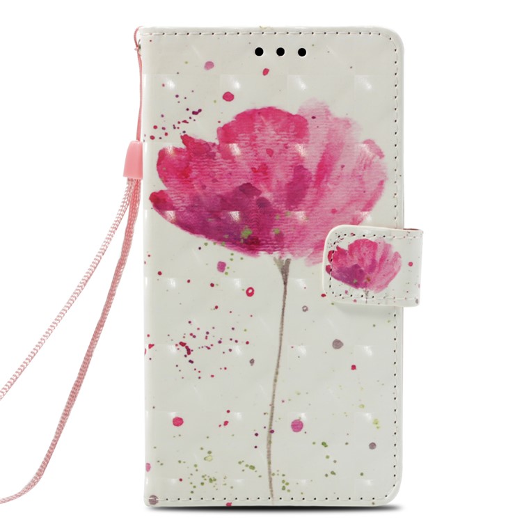 Pattern Printing Light Spot Decor PU Leather Magnetic Stand Mobile Phone Shell for Xiaomi Mi Mix 2s - Pink Flower-2