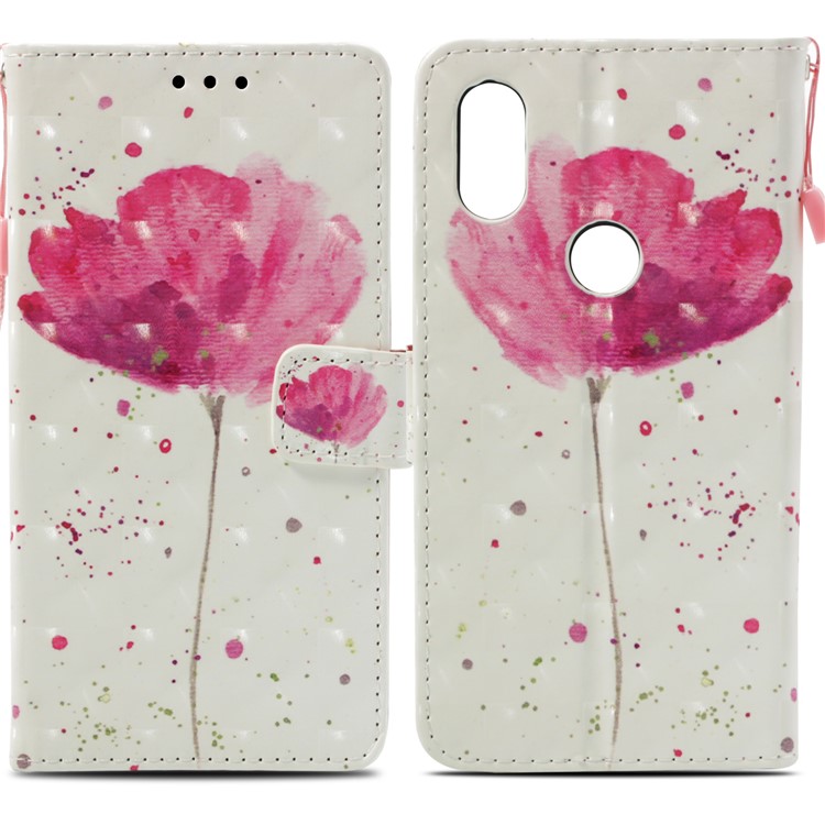 Pattern Printing Light Spot Decor PU Leather Magnetic Stand Mobile Phone Shell for Xiaomi Mi Mix 2s - Pink Flower-3