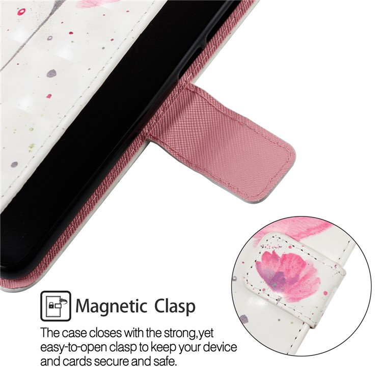 Pattern Printing Light Spot Decor PU Leather Magnetic Stand Mobile Phone Shell for Xiaomi Mi Mix 2s - Pink Flower-5
