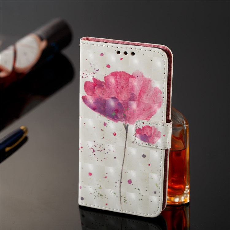 Pattern Printing Light Spot Decor PU Leather Magnetic Stand Mobile Phone Shell for Xiaomi Mi Mix 2s - Pink Flower-7