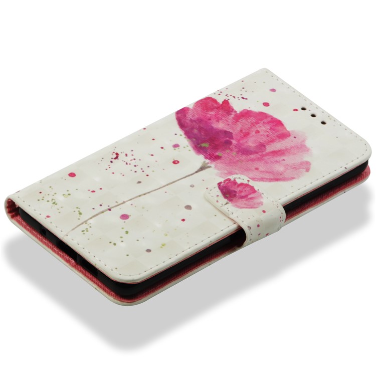 Pattern Printing Light Spot Decor PU Leather Magnetic Stand Mobile Phone Shell for Xiaomi Mi Mix 2s - Pink Flower-8