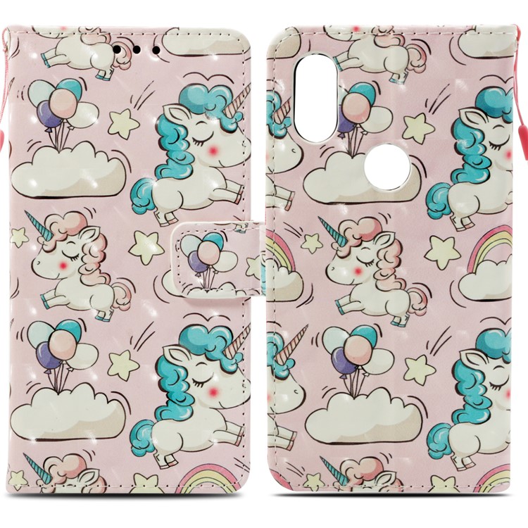 Pattern Printing Light Spot Decor PU Leather Magnetic Stand Cell Phone Shell for Xiaomi Mi Mix 2s - Shy Unicorn-3