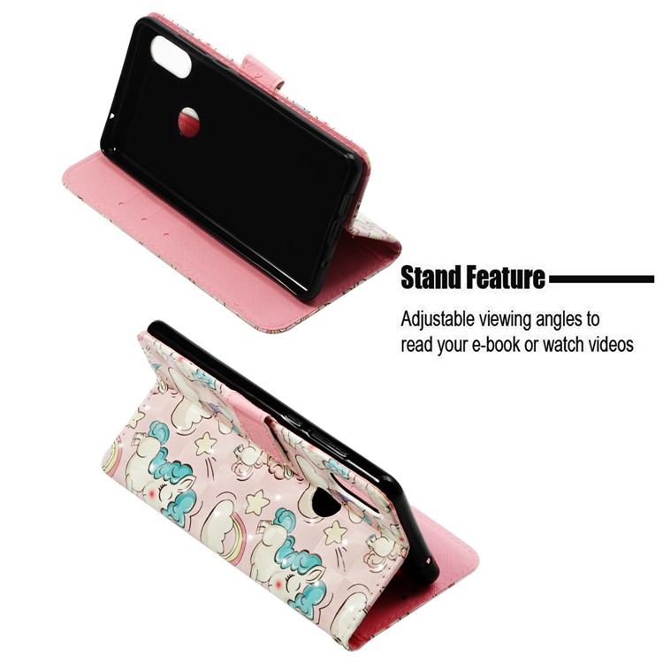 Pattern Printing Light Spot Decor PU Leather Magnetic Stand Cell Phone Shell for Xiaomi Mi Mix 2s - Shy Unicorn-4