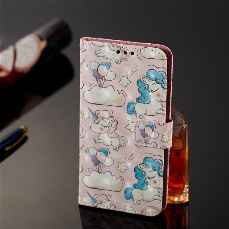 Pattern Printing Light Spot Decor PU Leather Magnetic Stand Cell Phone Shell for Xiaomi Mi Mix 2s - Shy Unicorn-7