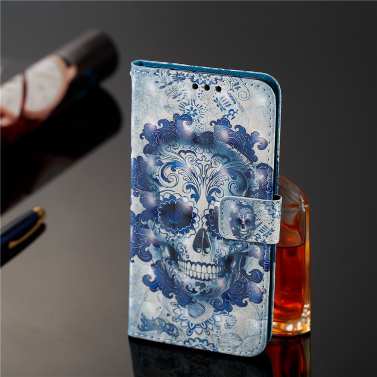 Decoración De Punto De Luz De Impresión Decoración De Cuero De PU Soporte Protector Magnético Para Xiaomi Mi Mix 2s - Cráneo-7