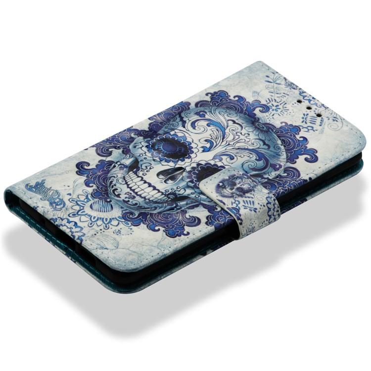 Decoración De Punto De Luz De Impresión Decoración De Cuero De PU Soporte Protector Magnético Para Xiaomi Mi Mix 2s - Cráneo-8