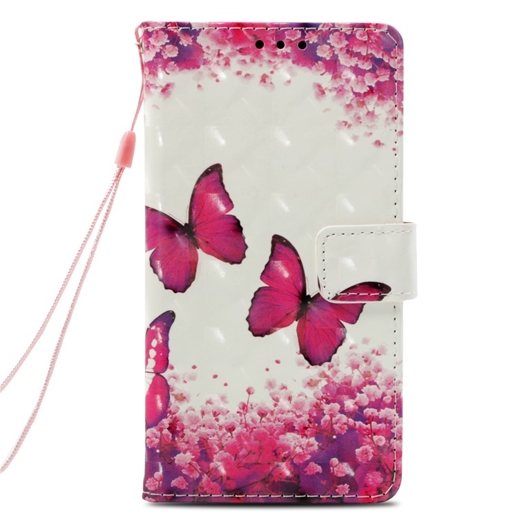 Pattern Printing Light Spot Decor PU Leather Magnetic Stand Protective Casing for Xiaomi Mi Mix 2s - Pink Butterfly-2