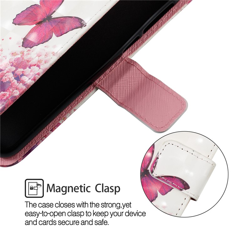 Pattern Printing Light Spot Decor PU Leather Magnetic Stand Protective Casing for Xiaomi Mi Mix 2s - Pink Butterfly-5