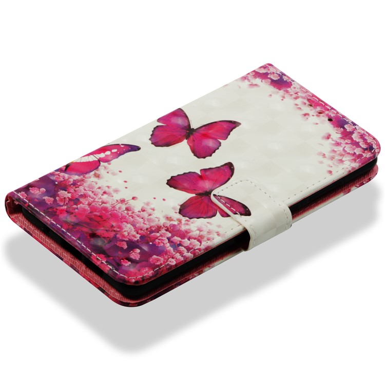 Pattern Printing Light Spot Decor PU Leather Magnetic Stand Protective Casing for Xiaomi Mi Mix 2s - Pink Butterfly-8